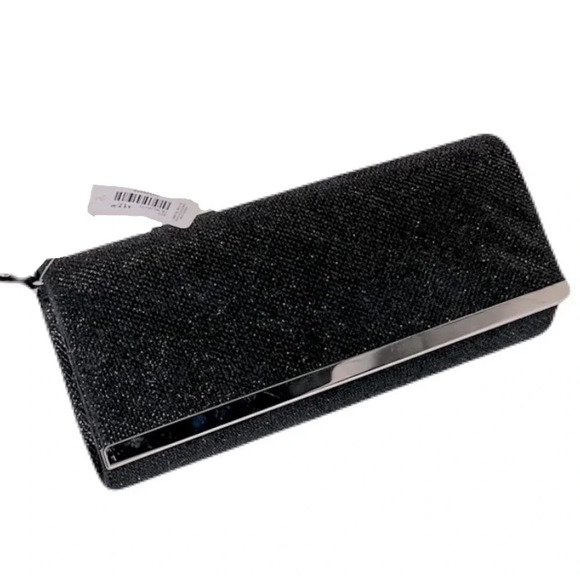 NWT  Ardene (Occasion)/Sparkly black clutch/ Inside mirror/Magnetic snap closure - Picture 1 of 9